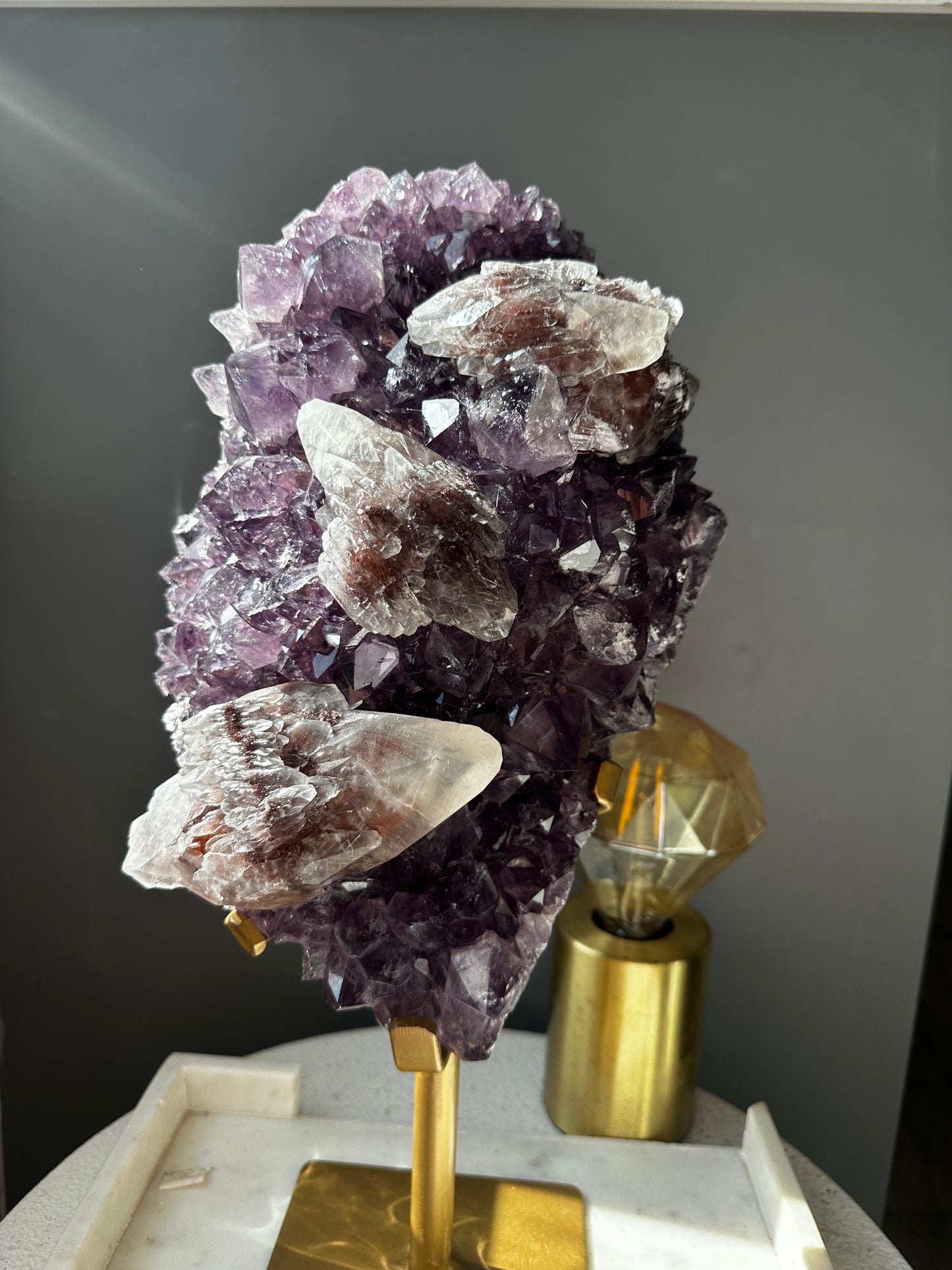 7kg Purple Amethyst Cluster with Calcite Formations