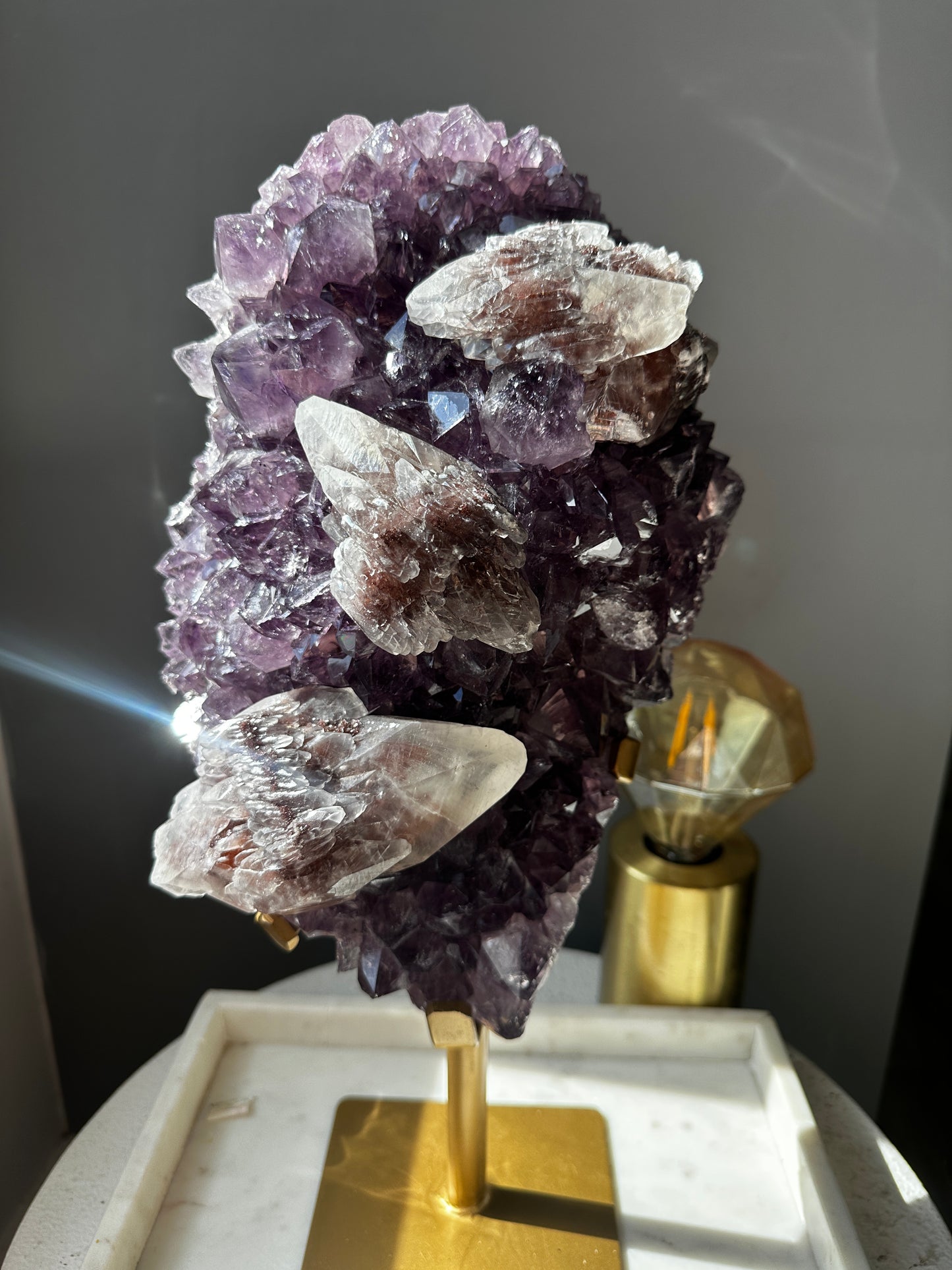 7kg Purple Amethyst Cluster with Calcite Formations