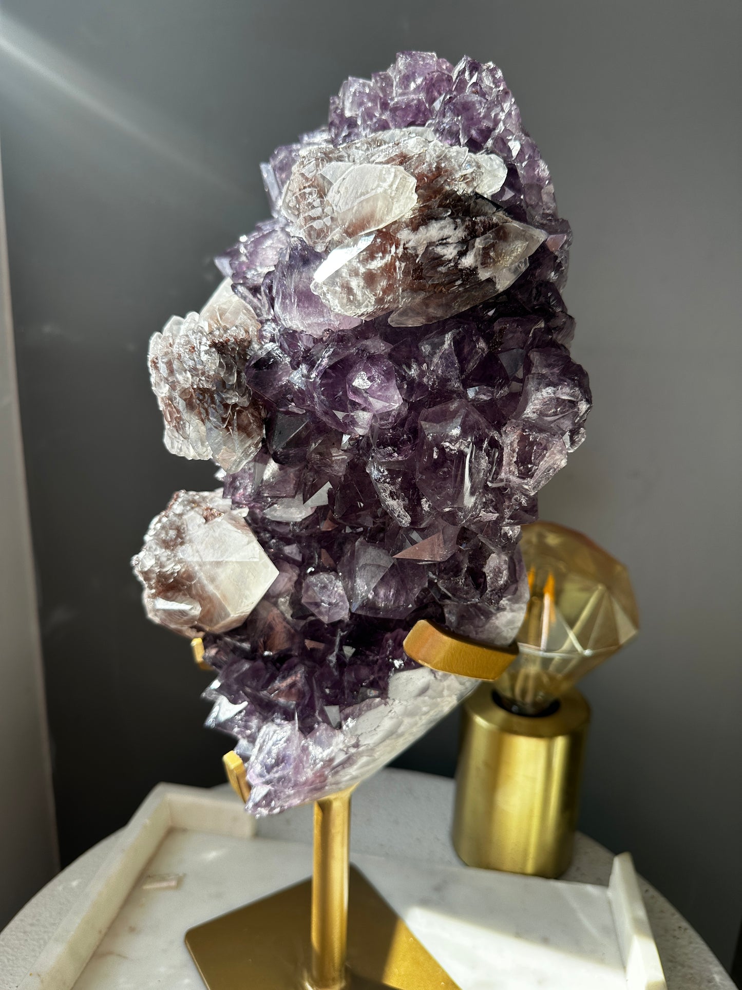 7kg Purple Amethyst Cluster with Calcite Formations